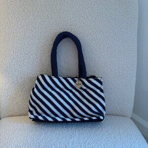 The Sak Navy and White Striped Satchel